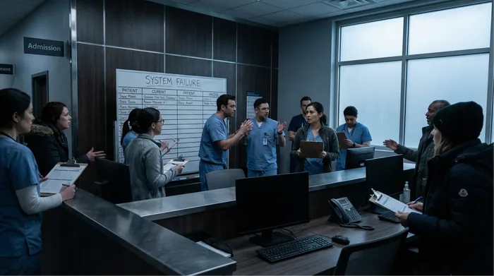 Clinical staff at a hospital nurse station
