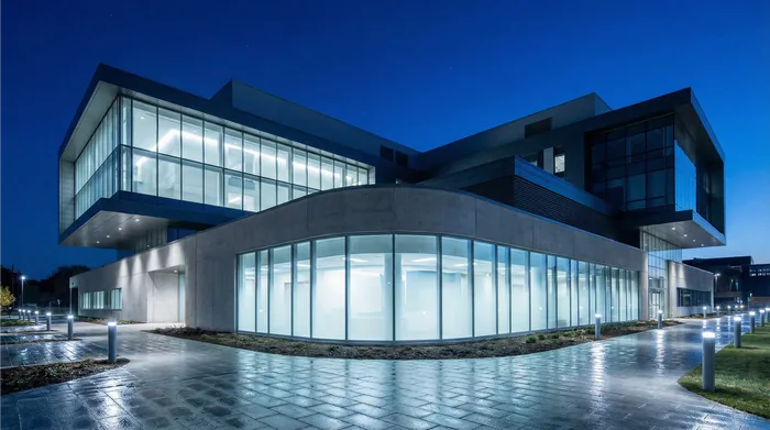 Hospital building at dusk